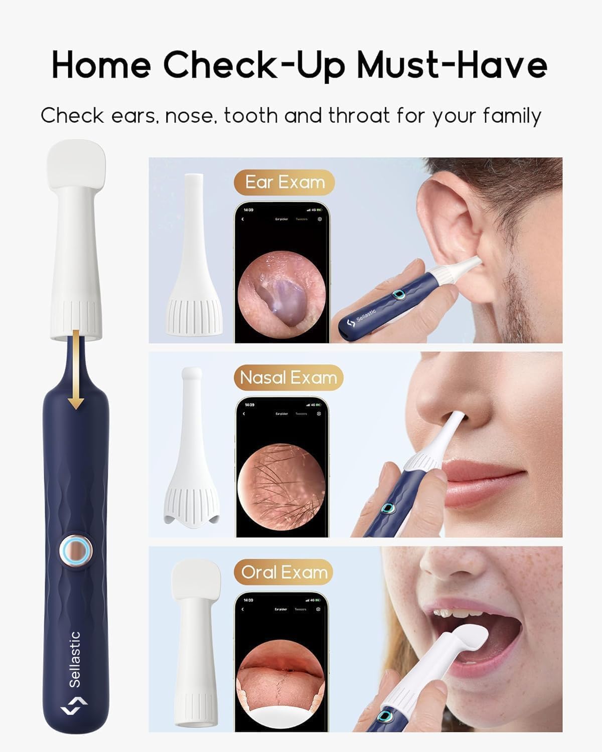 SELLASTIC Ear Cleaner Tool Kit, Ear Wax Removal with HD Camera & WiFi Connection, Flexible Otoscope Camera Light for iOS & Android, Safe Ear Cleaning for Adults & Baby - 1 Year Warranty — Amazon image 6