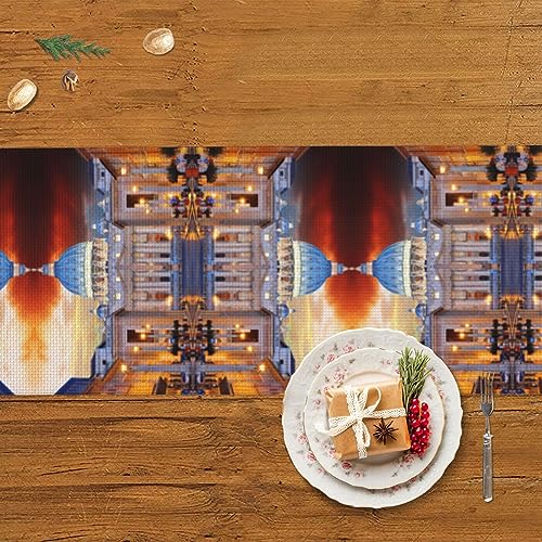 Chemin de table Vatican 152 cm avec pompons pour fêtes de fin d'année - 6