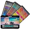 72 Professionele aquarelpotloden, genummerd, met een borstel en metalen doos – Set van 72 aquarelpotloden, oplosbaar…
