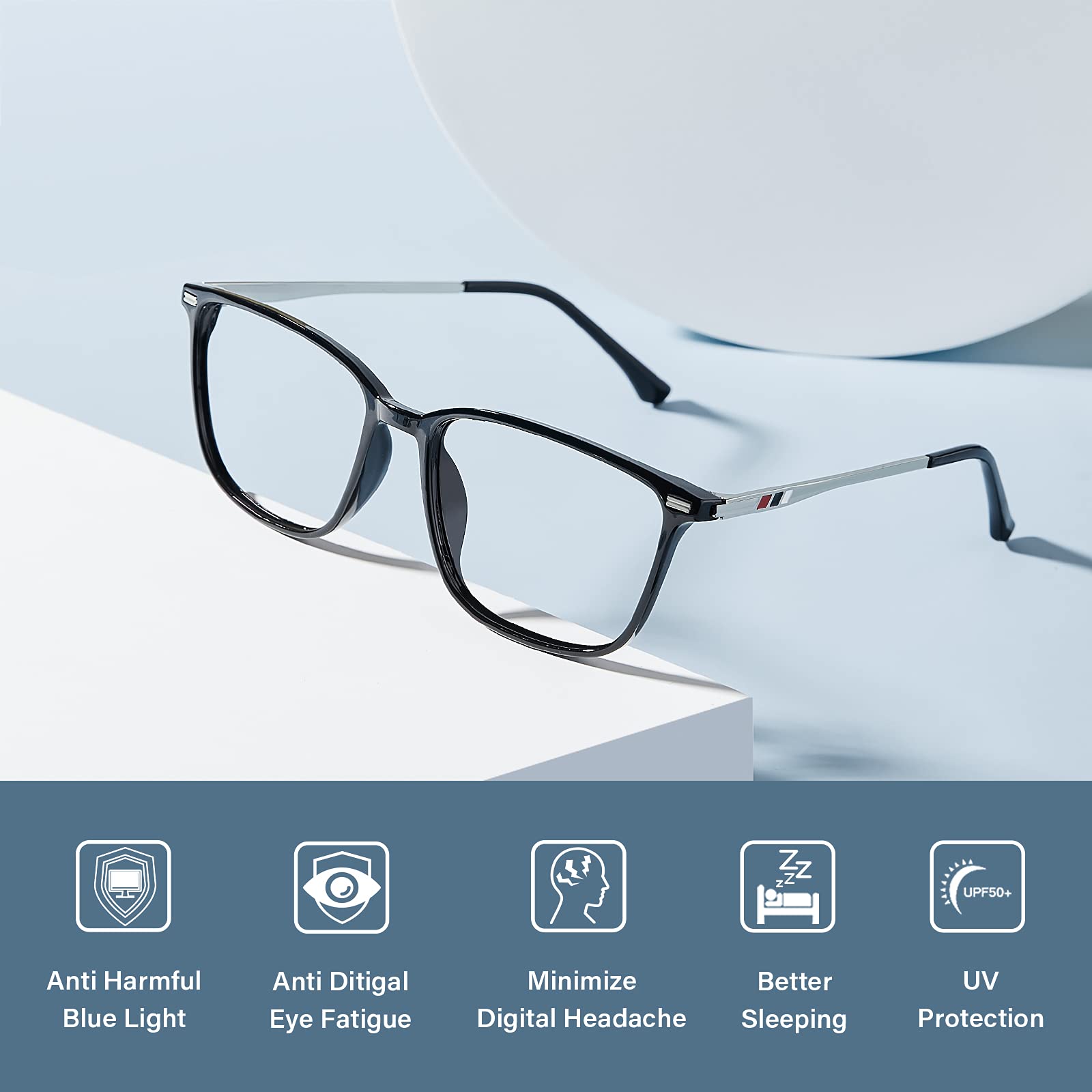 Cyxus Gafas luz azul cuadradas con marco clásico para computadora para hombres y mujeres