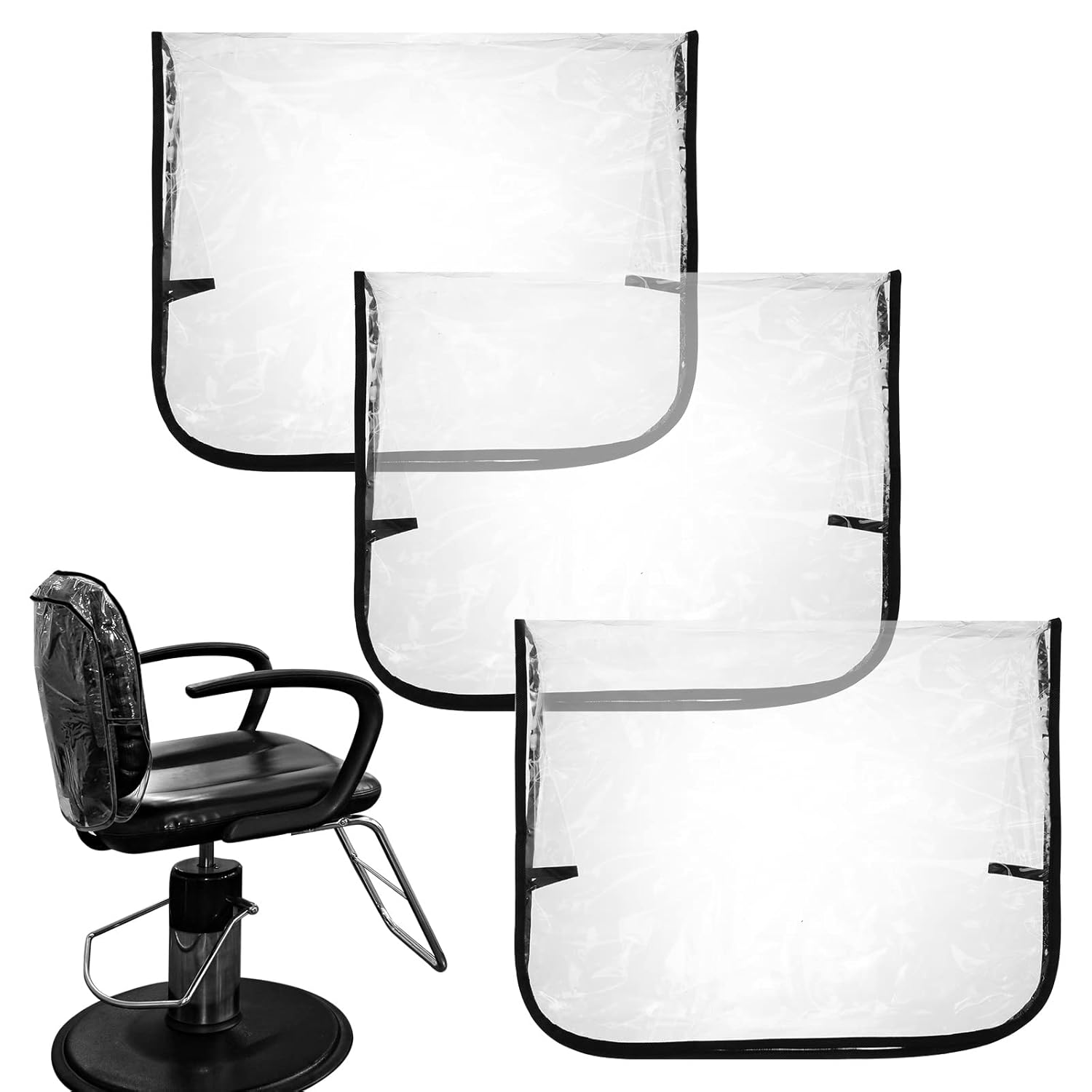 3 Pieces Chair Back Cover Plastic Clear Salon Chair Back