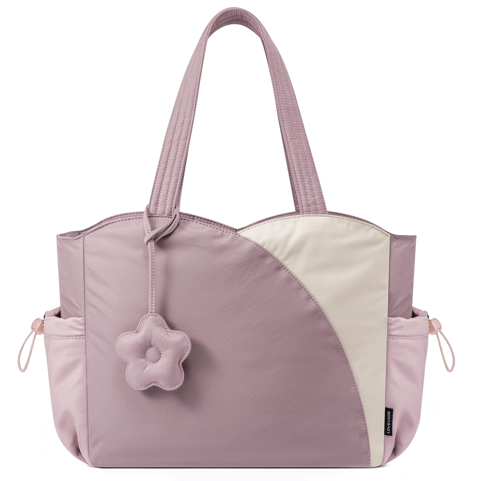 LOVEVOOK Tote Bag for Women, Puffer Work Bags with Zipper for Daily Travel College, Teacher Nurse Laptop Handbags Purses Gift