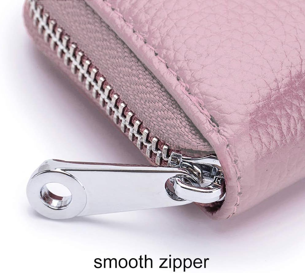 Image of VOGARD Unisex RFID Blocking Leather Card Holder Wallet with Zip Closure | 12 Card Slots & Cash Pocket | Compact Accordion Credit Card Organizer for Men & Women (Lavender)