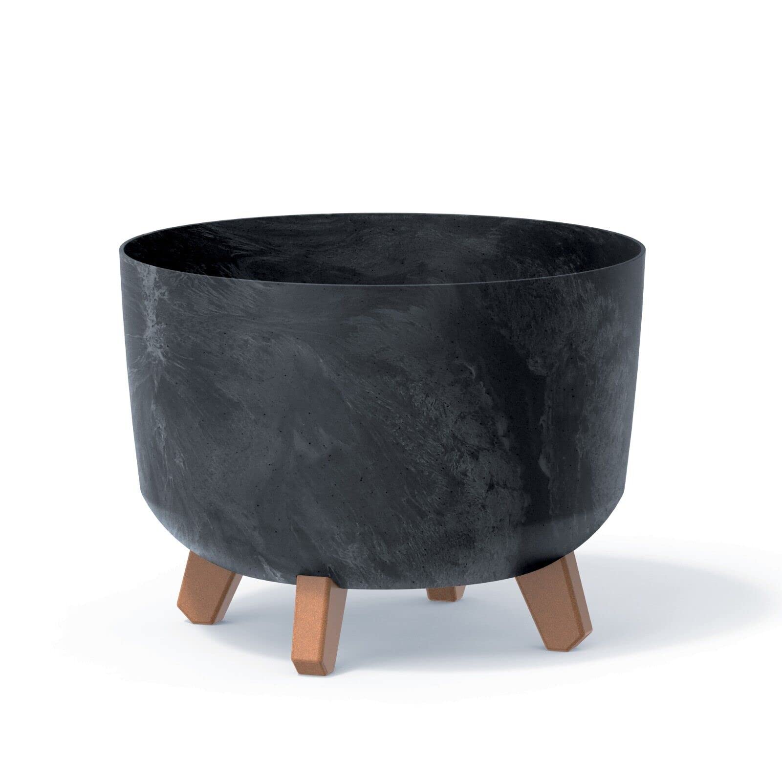 URBNLIVING Round Concrete Look Planter Flower Pot Indoor Outdoor Garden Decor With Legs (anthracite) — image 1