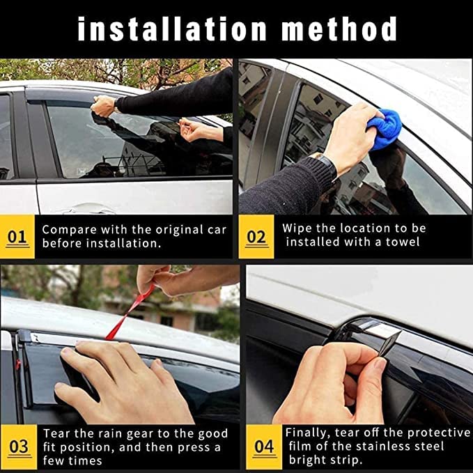 4 Piezas para Ho-nda Accord Sedan 2003-2007 Lado De Automóviles Windows Deflectores De Viento Parabrisas Tinte Viseras Solares Deflectores Aire