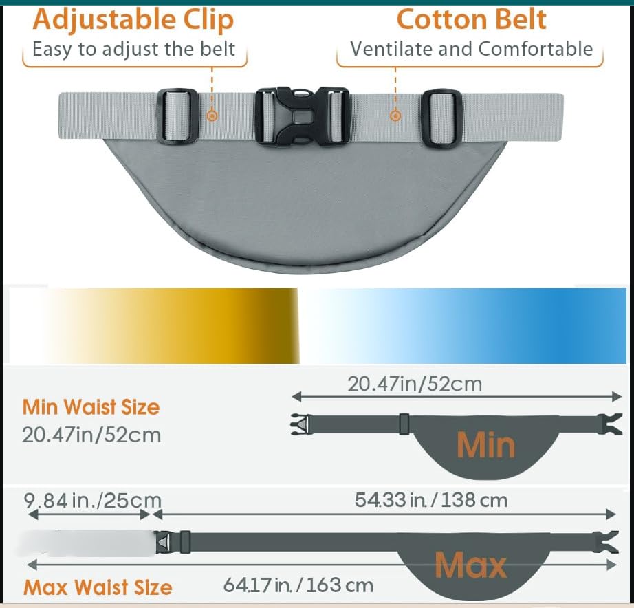 Image of Mithras Premium Waist Bag, Kamar Bag, Fanny Pack for Hiking Travel Camping Running Sports Outdoors, Workout Casual Hands Free Crossbody Bags (Grey)