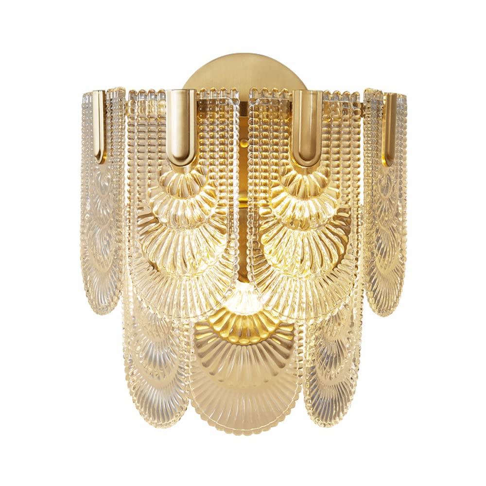FYZDLAOR Brass Wall Sconces Lighting French Style Decorative Crystal Wall Sconce,for Bedroom Living Room Bathroom Hall Sconce Hall House(E14)