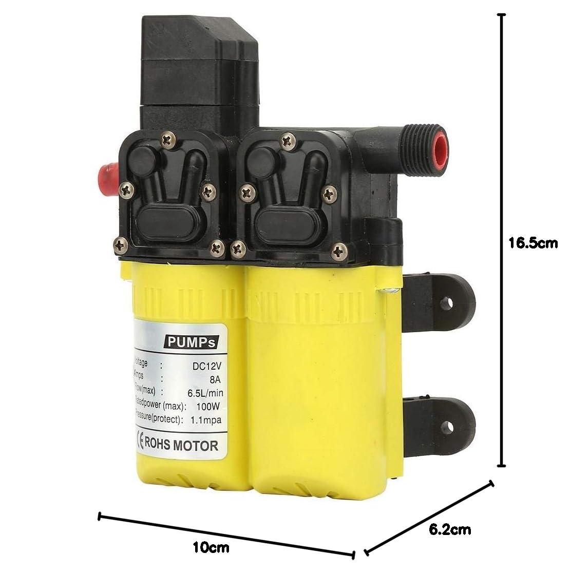 Elektrische Autowaschpumpe, 3208 12V 100W Hochdruckreiniger Doppelsaugende Pumpe Elektrische Selbstansaugende Hochdruckwasserpumpe für Wohnwagen, Booten, Autos