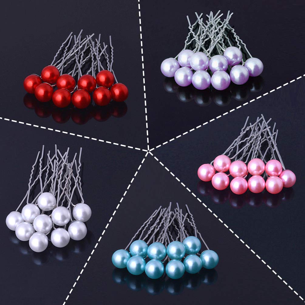 KINGMAS 50 Pack Wedding Pearl Hair Pins Women Bridal Hairpins Clips Accessories (White) 4