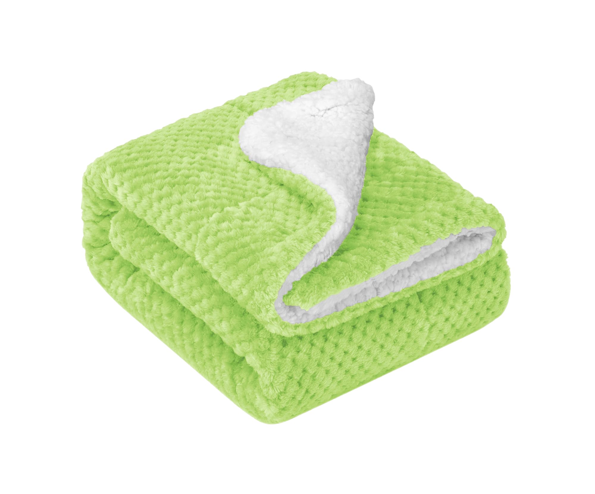 GLHOME Plaid Tinta Unita Invernale in Pile Sherpa, Coperta Plaid Morbida e Calda con Lavorazione in Finta Pelliccia - Coperta Ideale per Divano e Letto (Matrimoniale - 200x230 cm, Verde)