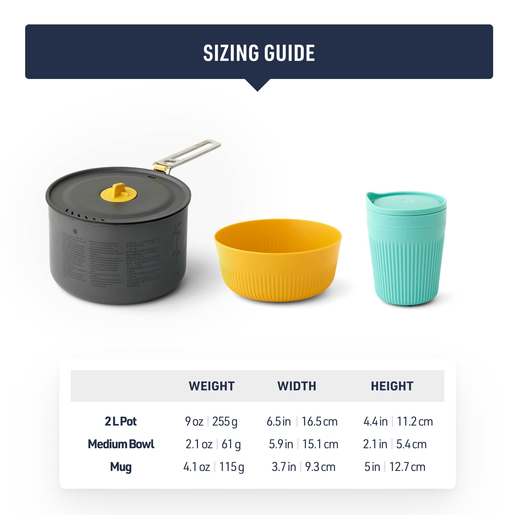 Sea to Summit Frontier UL One Pot Cook, set da 2 l, ciotola media + tazza isolata, colore: blu/giallo