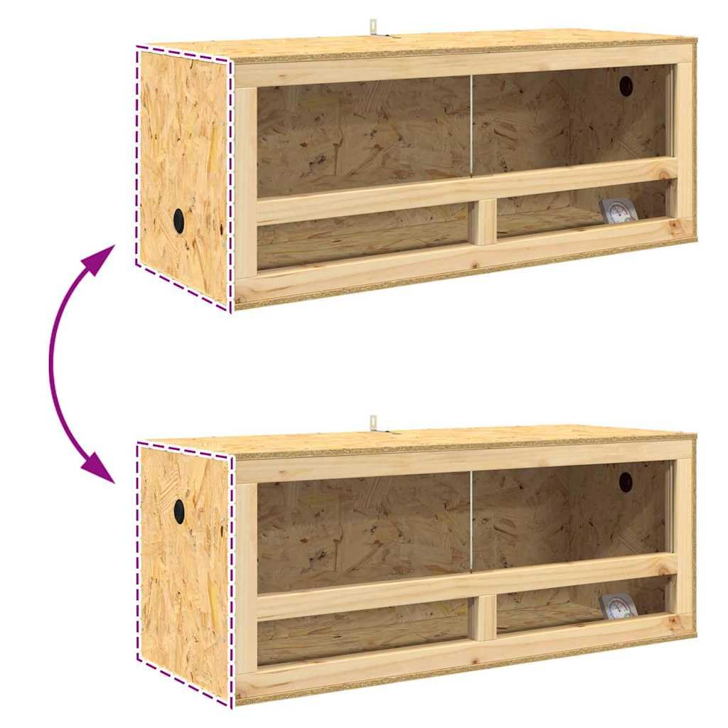 Terrarium Braun 100 x 40 x 40 cm OSB Holz mit gehärtetem Glas für Reptilien und Nagetiere, vielseitiges Indoor Habitat mit Thermometer, langlebiges Gehege, ideal für Wüsten und Regenwald