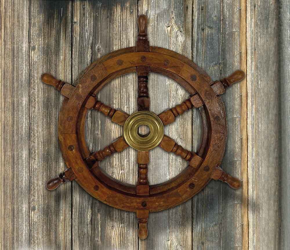 zeitzone Schiffssteuerrad Ruder Steuerrad Schiff Holz Messing Maritim Nostalgie 32 cm