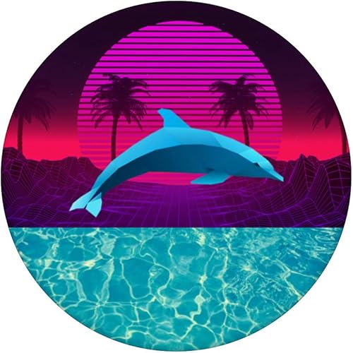 Miniatura 5 de Vaporwave Dolphin Sunset Palm Retrowave Synthwave PopSockets agarre y soporte para teléfonos y tabletas