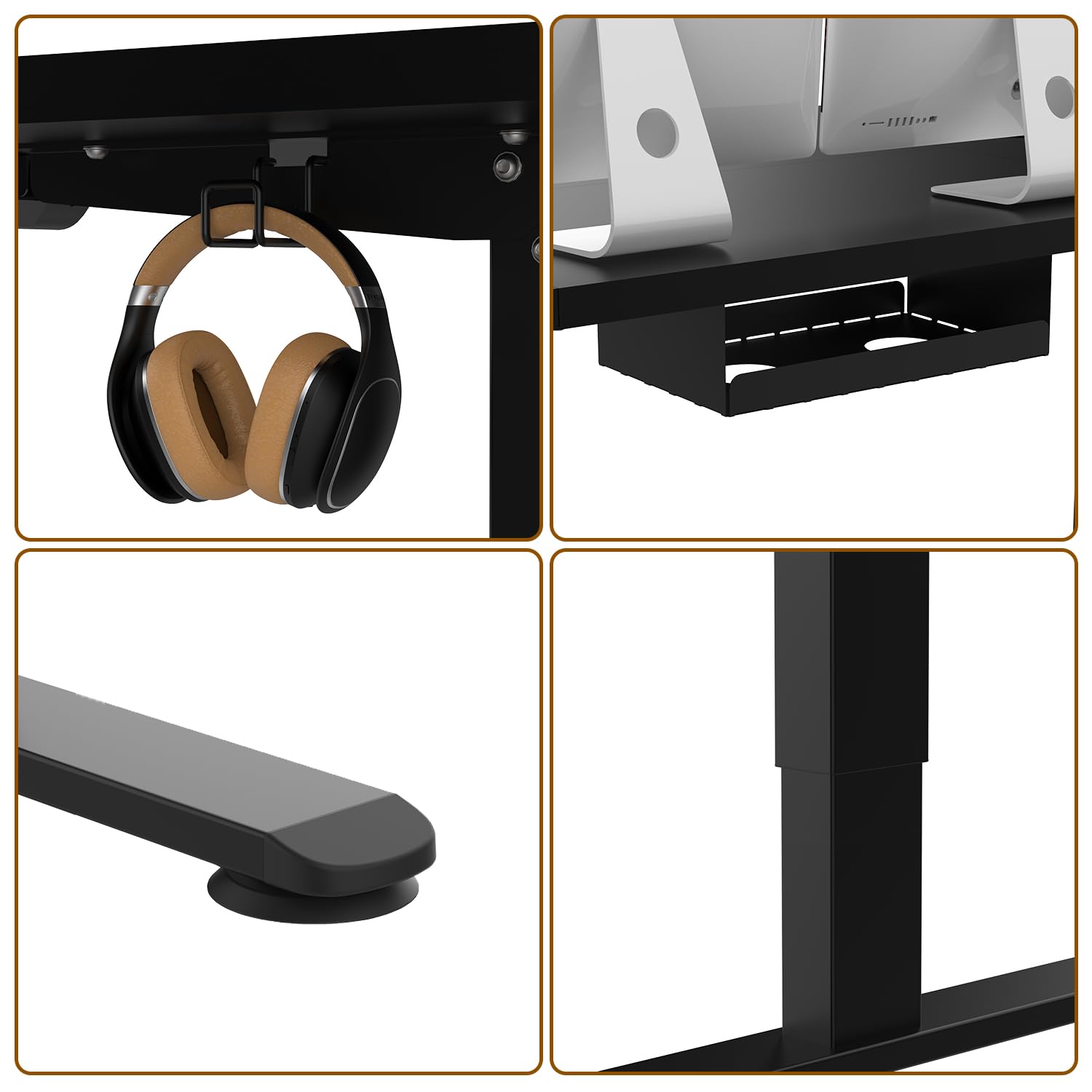 Devoko Höhenverstellbarer Schreibtisch 140x70 cm, 3 Memory-Handsteuerung mit USB-A, Elektrischer Schreibtisch Höhenverstellbar mit 18 MM Tischplatte, Sitz-Stehpult für Büro Homeoffice, Schwarz