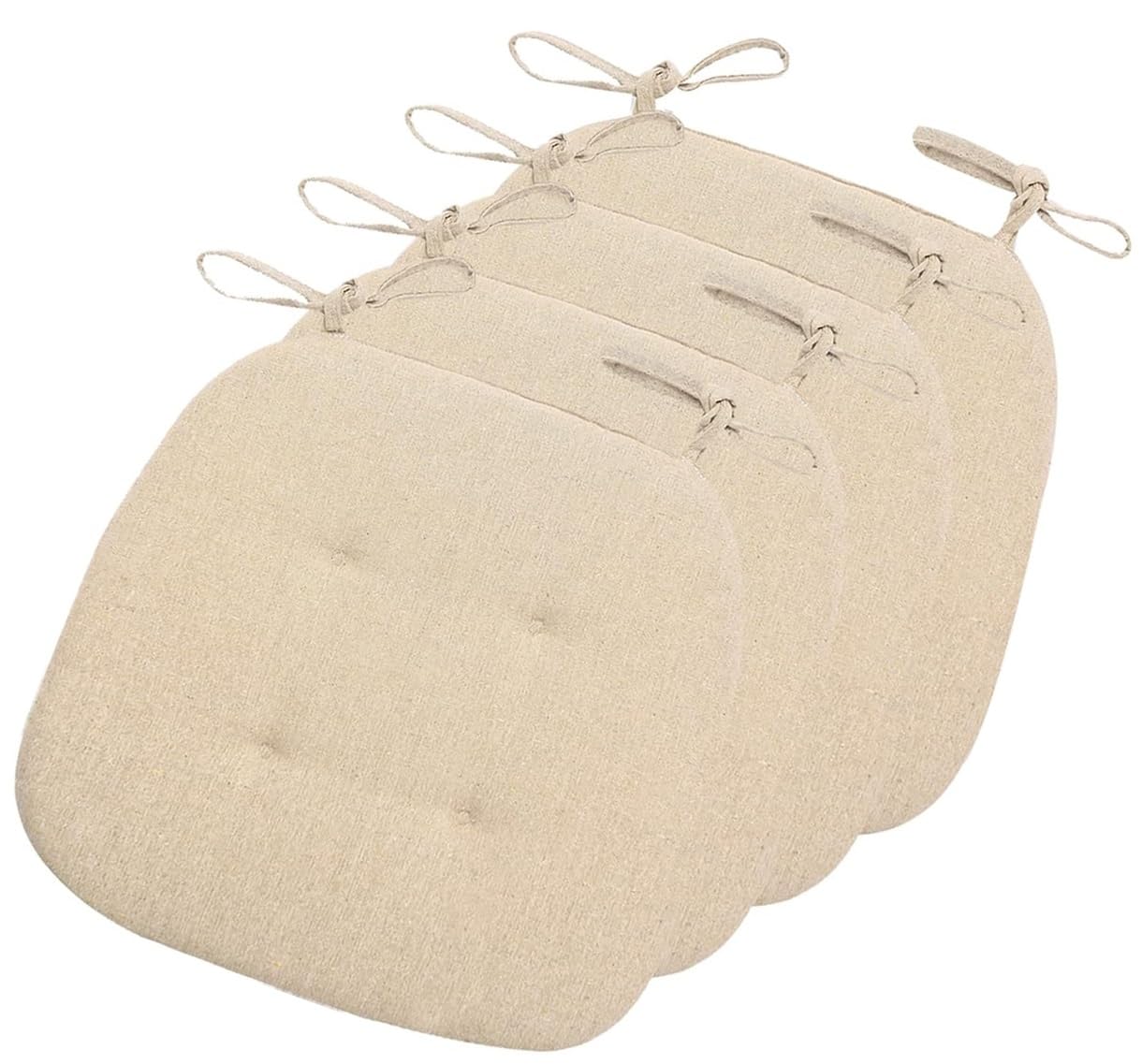 EORNOW (Set Of 1/2/4/6) Dining Chair Cushion With Ties, Horseshoe Shape Kitchen Seat Cushion, Dining Room Chair Pads, Double-Sided Can Be Used (Color : Beige, Size : 43x41cm(Set Of 4))