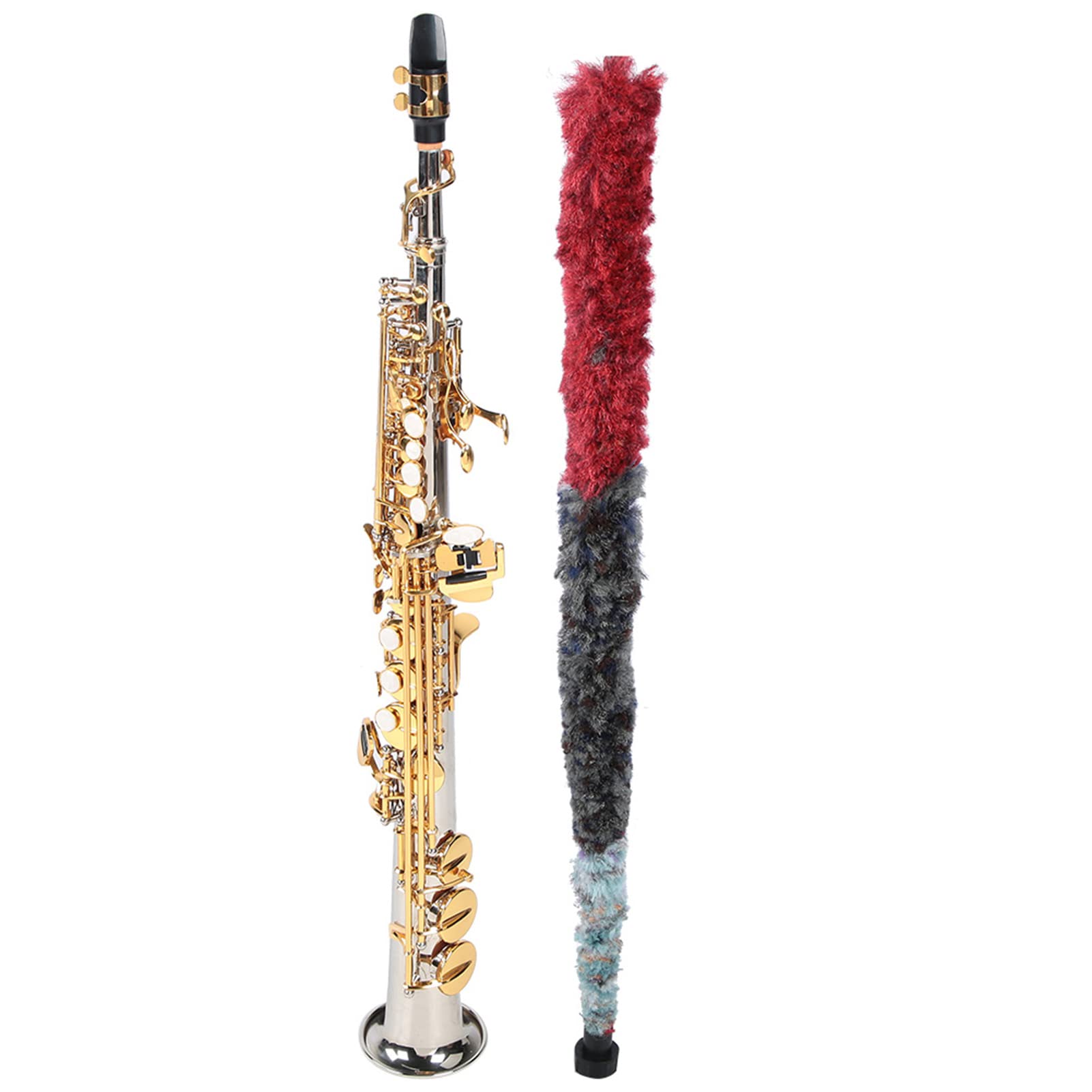 Oumefar Saxophe Ottone 64 × 24 × 16 Sassofono Soprano Dritto in Ottone Professionale Tubo Placcato Argento Sax Chiave Oro con Borsa per il Trasporto