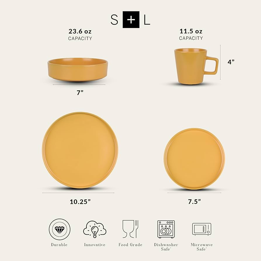 Amazon.com | Stone lain Cleo Stoneware Dinnerware Set, 16-Piece