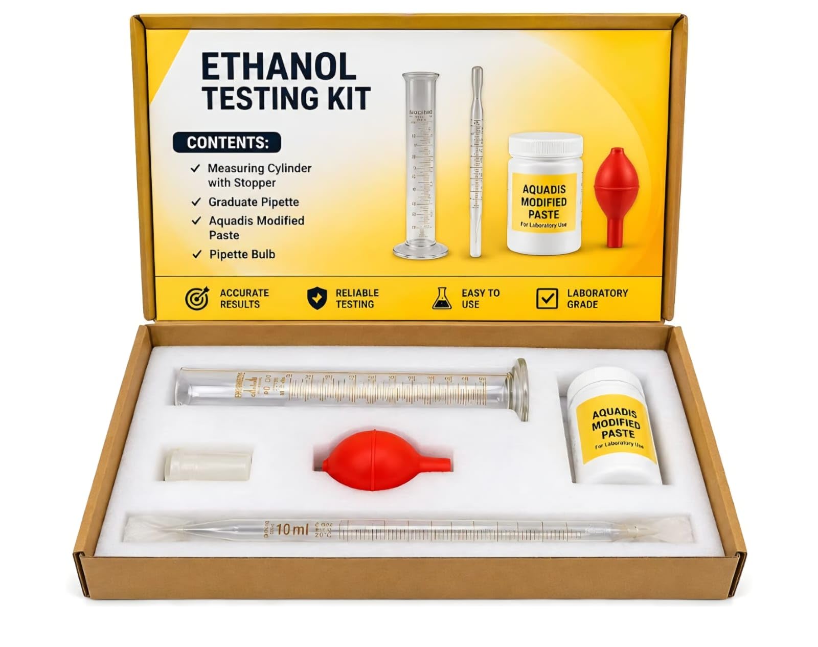 FuelAxis Ethanol Testing Kit with 25% Ethanol Water Paste | Measuring Cylinder, Graduate Pipette, Pipette Bulb Included, Laboratory Grade, Accurate Results-image-20