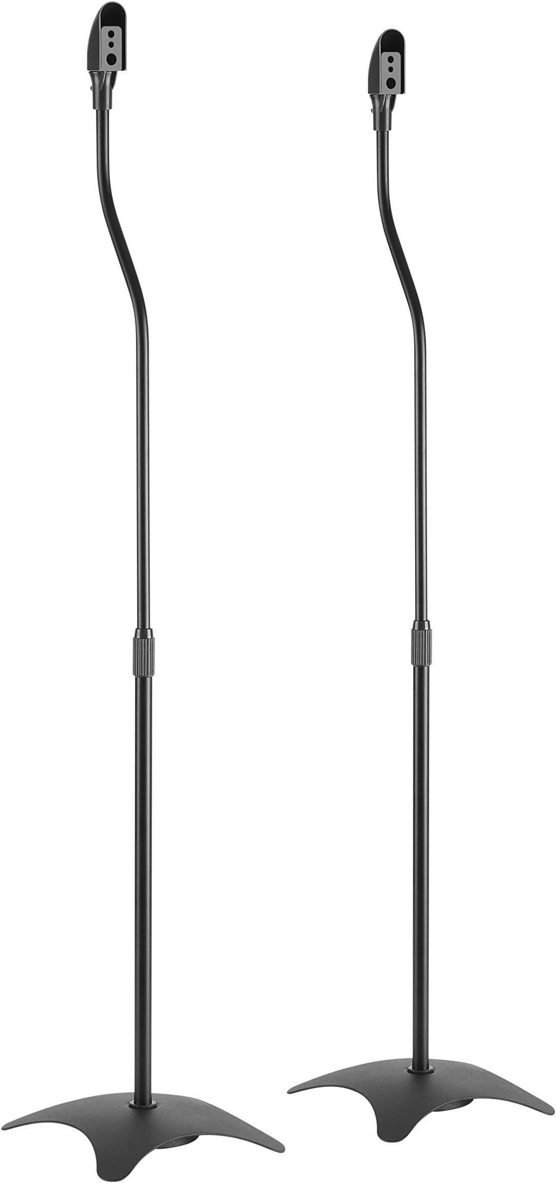 Black Universal Surround Sound Speaker Floor Stands Adjustable fit Sony, Samsung, LG, Panasonic Systems up to 4.5kg/9.9lbs - 2 pack