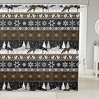 Loussiesd Rode kerstman badgordijn vrolijk kerstfeest sneeuwvlok douchegordijn voor kerst botanische bomen badkamer stof douchegordijn set blauw waterdichte gordijnen 182 x 183 cm