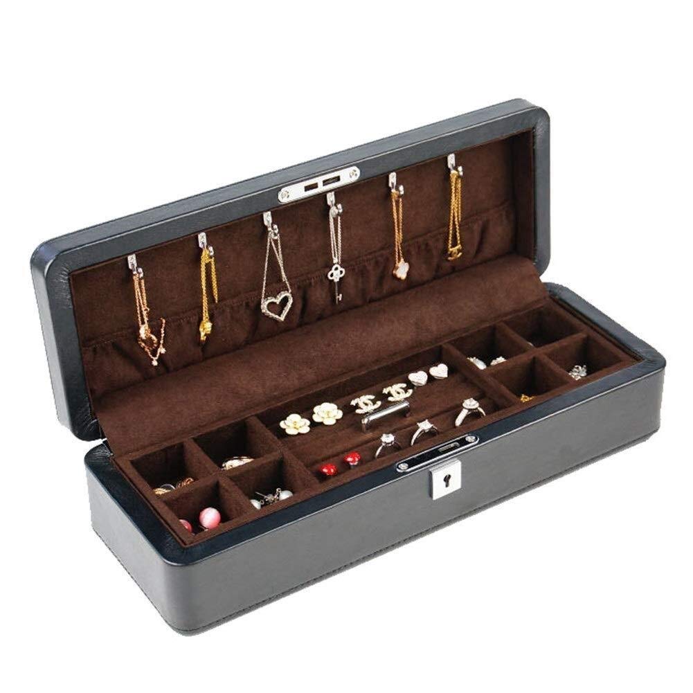 Jewelry Storage Box Gift for Women Jewellery Boxes with Safety Lock and Velvet Jewellery Organiser Leather Jewelry Chest