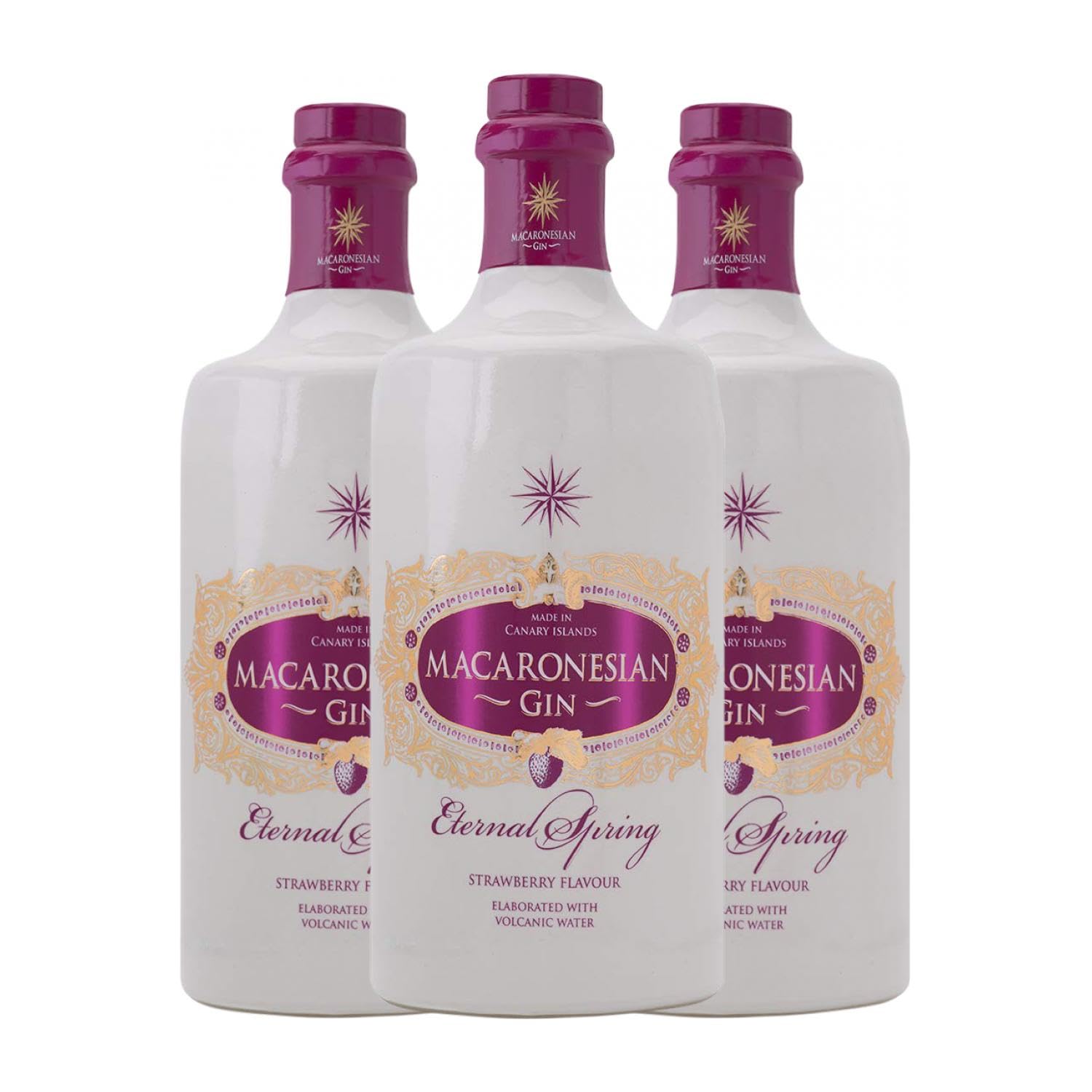 Ginebra Macaronesian Gin Strawberry 70 cl (Caja de 3 Botellas de 70 cl)