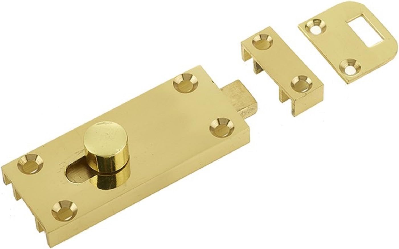 Jedo Quality Modern Slimline Bathroom Slide Bolt 63mm x 25mm (Polished Brass)