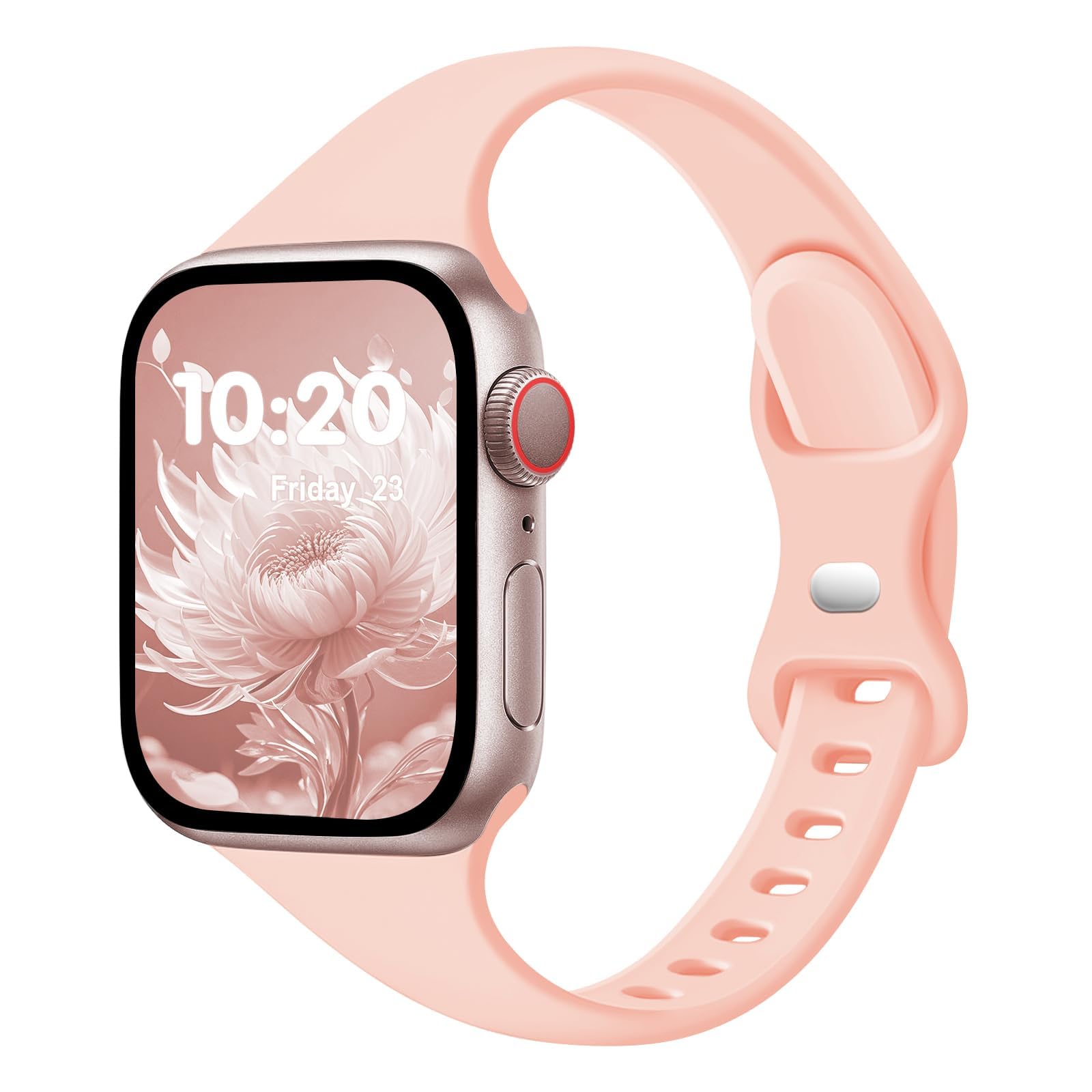 Slim Band Compatible with Apple Watch Bands 38mm 40mm 41mm 42mm 44mm 45mm 49mm for Women Men,Soft Thin Narrow Silicone Sport Strap Wristbands for iWatch Series12 11 10 9 8 7 6 5 4 3 2 1 SE Ultra/Ultra 2 Pink Sand
