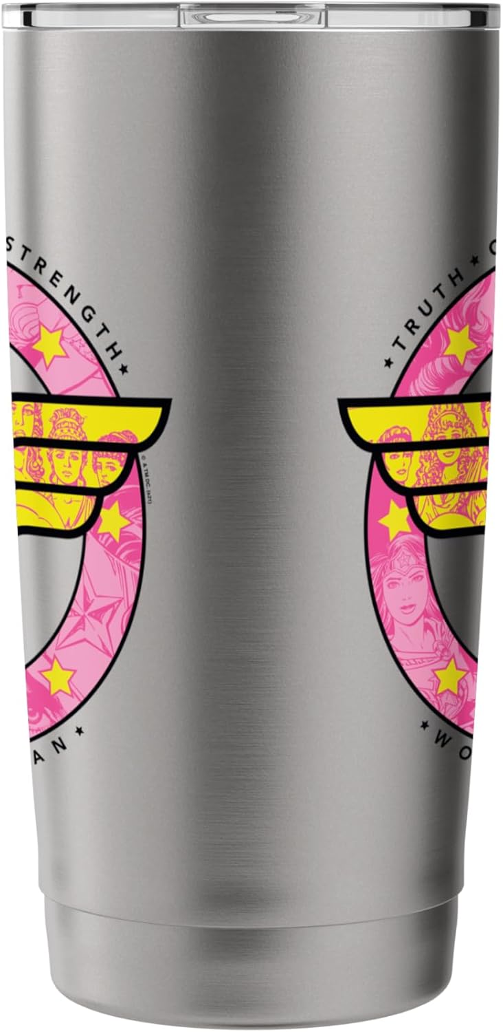 Wonder Woman 80th Truth, Compassion, Strength Flying Logo Stainless Steel Insulated Tumbler - Image 4