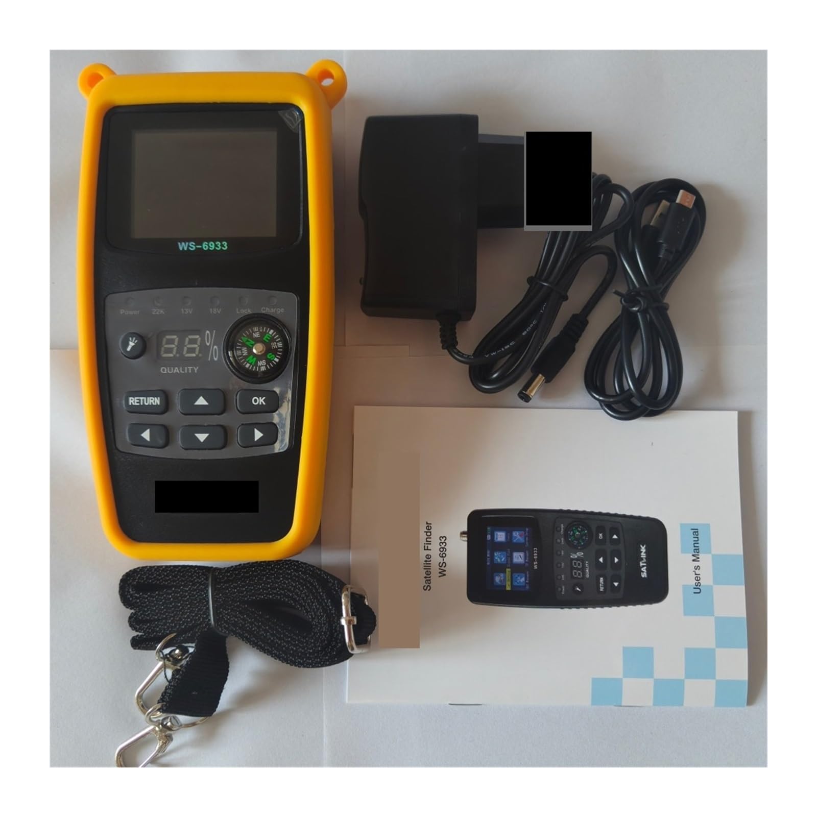 Puntatore Satellitare, WS-6933 DVB-S2 FTA C&KU Band Digital Satellite Finder Meter Display LCD da 2,1 pollici Cover in silicone Batteria al litio WS6933 PK V8