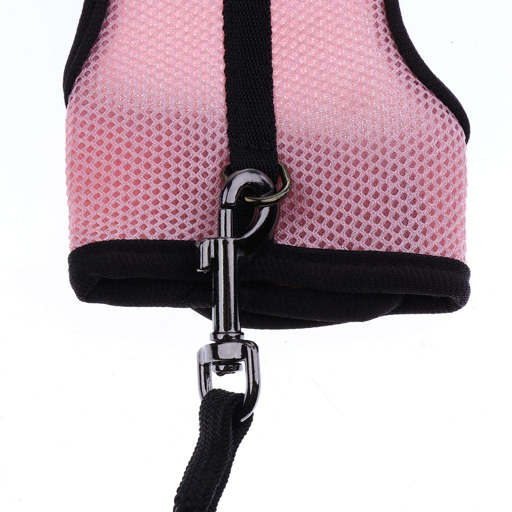 Verstellbares, Atmungsaktives Kaninchengeschirr mit Leine für Kaninchen, Katzen Und Andere Kleintiere, Rosa, M