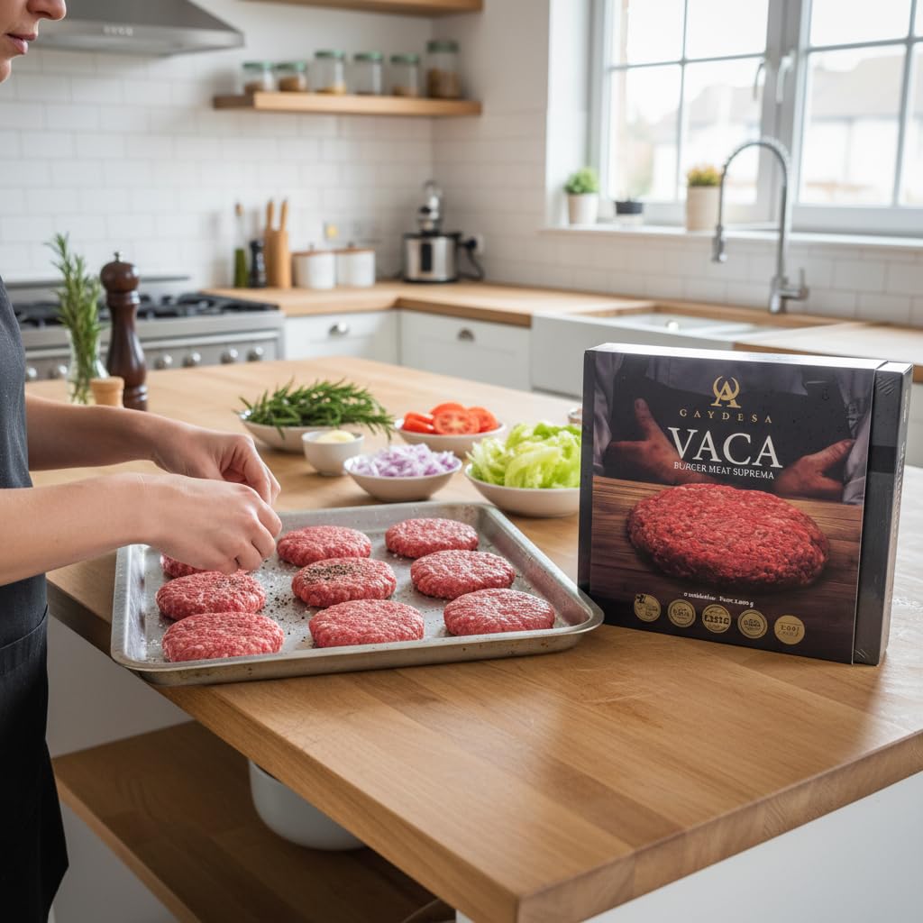 CAYDESA Vaca Burger Meat Suprema 12 uds (2.4kg) - Carne Gourmet Premiada - Envío Refrigerado