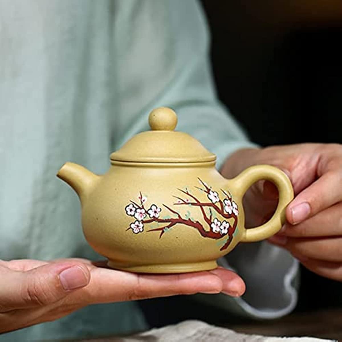 Service à thé Chinois 200 ML, théière Violette, théière en Terre Cuite avec Filtre intégré, idéale pour la Maison et Le Bureau.