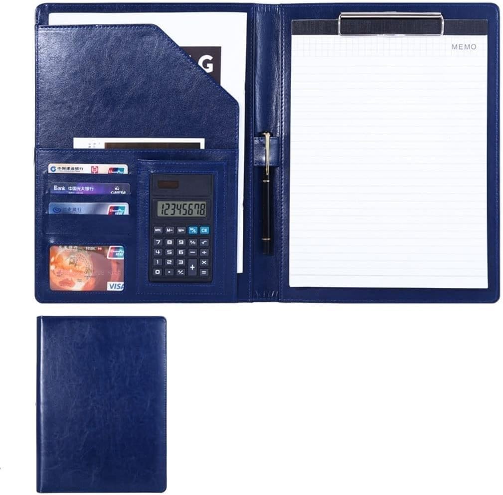VHJdtE Folder, Card Slots Recycled Paper Notepad Conference Contractor Executive(Bruin)