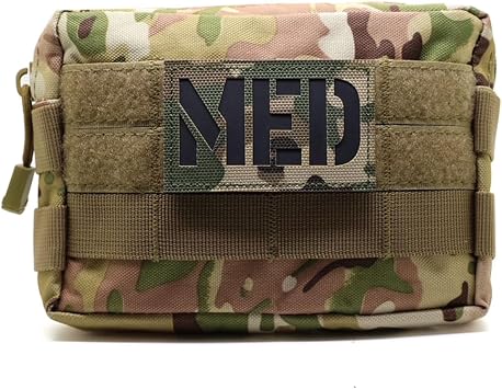 Multicam Camouflage Tactical MOLLE Pouch Waist Pack EDC Organiser Medic Tool Bag Airsoft Military Army Utility Belt Backpack Vest Pouch MTP Pouch + IRR MED Patch