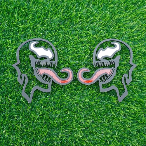 Image of Pair Set Venom Emblems 3D Badge Multicolored Custom Decal Sticker Fit for Universal Car Truck Motorcycles (Black Red White)