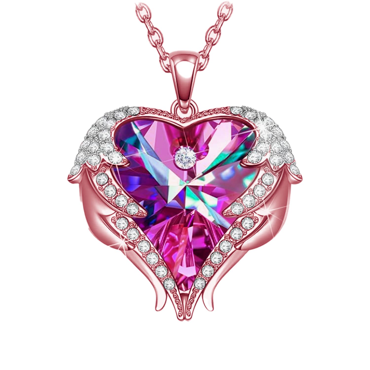 Women Fashion Jewellery Rose Gold Plated Pink Crystal Heart Pendant Emblished with White Austrian Stones Crafted For Girls and Women PD1000883RSG-image-42