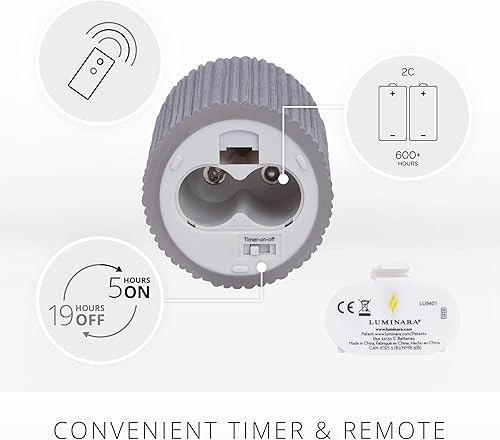 Miniatura 4 de Luminara Vela LED sin llama (3.25 x 4.5) con surco metálico en relieve, pilar LED de llama móvil, cera real con borde empotrado, funciona con pilas,