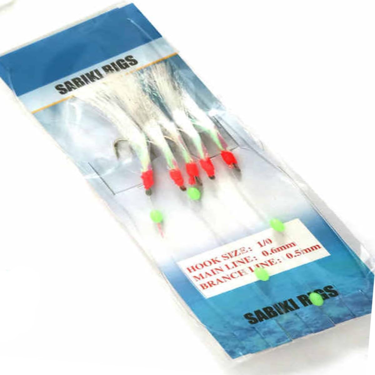 Ametralladora TSURI Sabiki con pluma brillante 5 cm – Señuelo de pesca en el mar para caballas, bares, lugares y órfias Tamaño anzuelos: 1/0