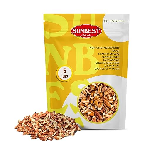 Sunbest Natural - Fancy Georgia Raw Pecans Pieces, nueces de nuez sin sal para hornear, cocinar, aderezos y aperitivos, nueces a granel sin OMG,