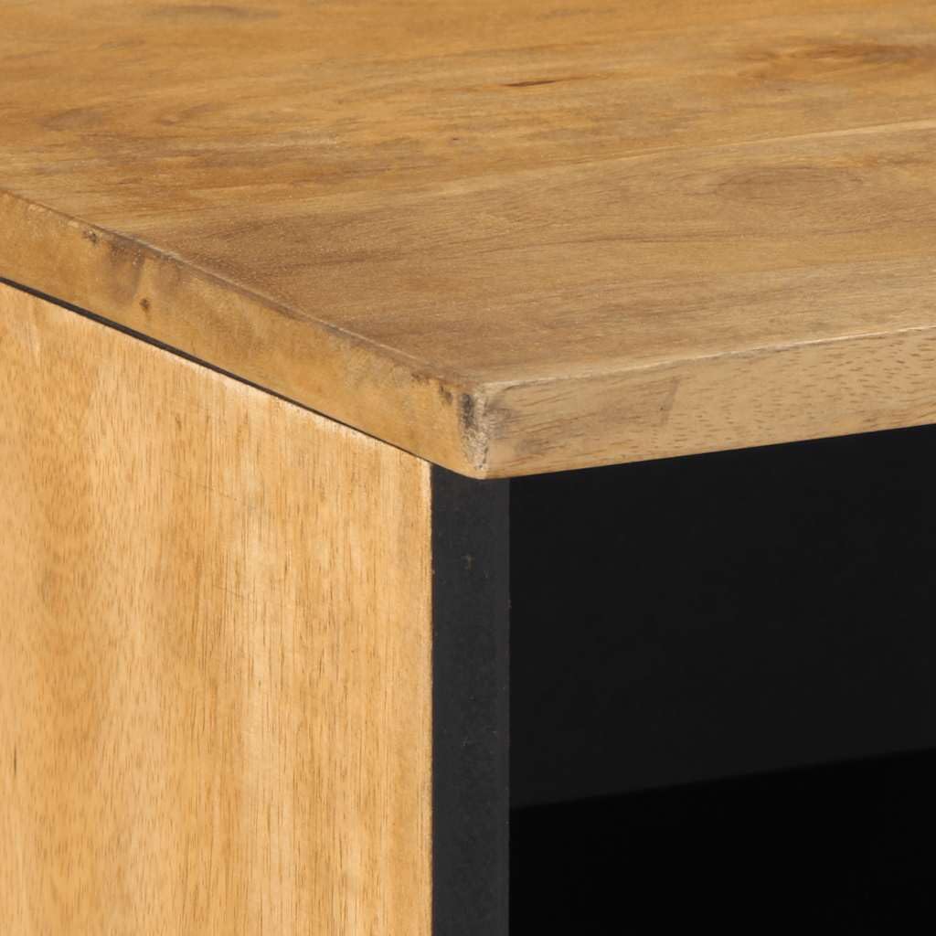 Mobile TV marrone in legno massiccio di mango, 80 x 33 x 46 cm, con spazio e ripiano, credenza bassa per soggiorno, home theater, TV e accessori per gaming, robusto e funzionale