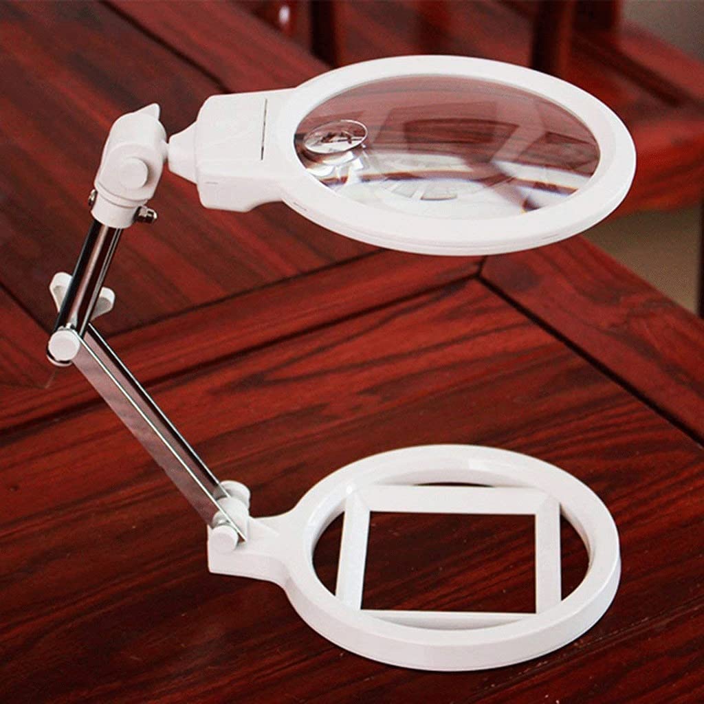 SaryEdge Magnifiers Foldable Desktop Reading Electronic Inspection Watch Electronics Repair Work Table Lamp Magnifying Glass Light Handheld Double Lens Magnifying Mirror,