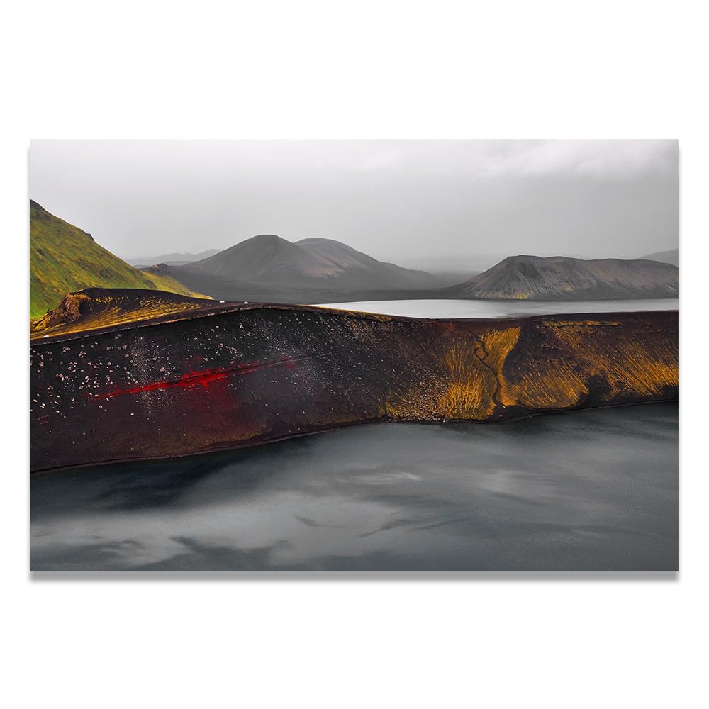 VHdfgTY A Touch Of RedMinimalist Mountain Landscape Wall Art Canvas Nature Print Modern Decor 20x30cm Unframed