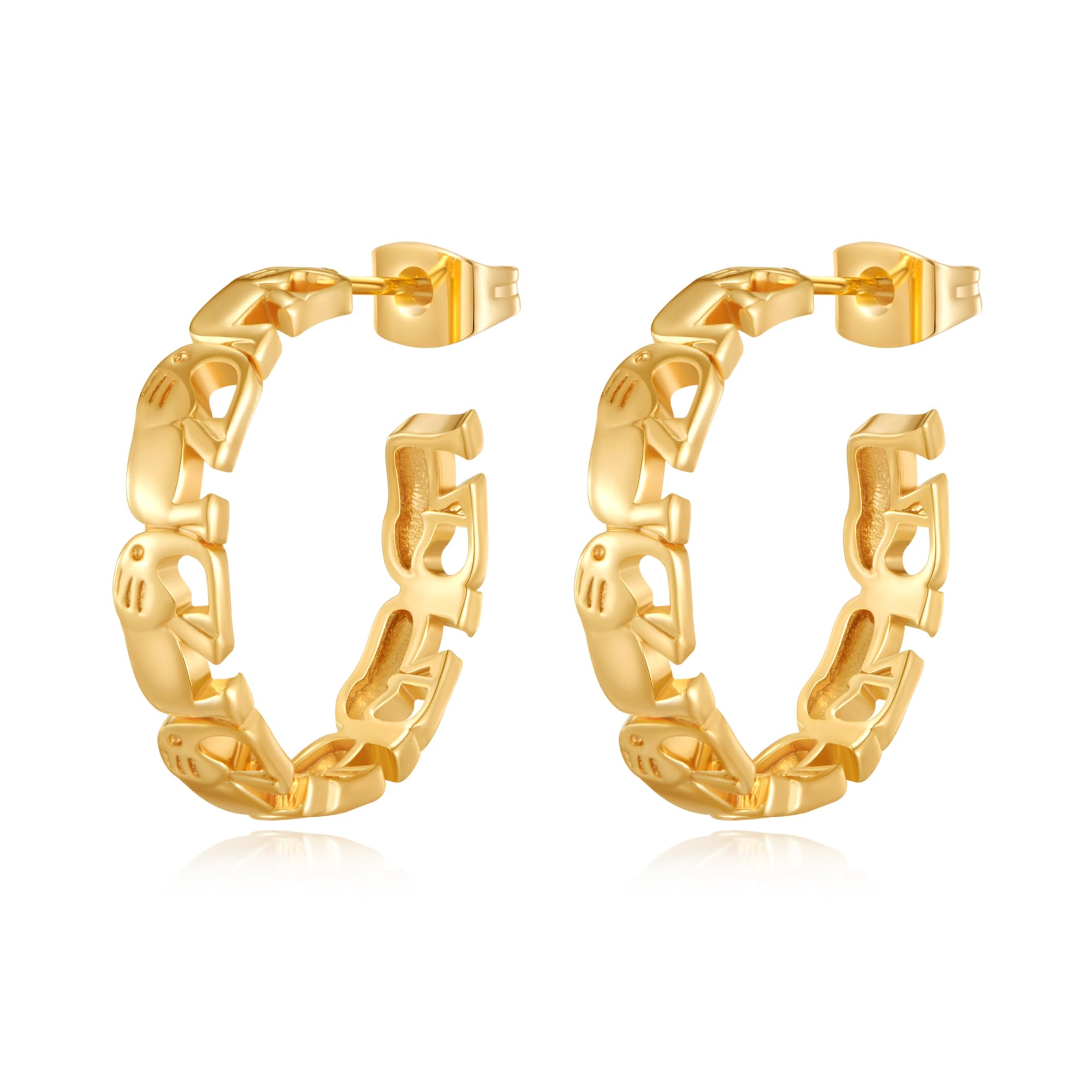 Gold Hoop Earrings for Women, 14K Gold Plated Hoop Earrings Hypoallergenic Gold Hoop Earrings for Women Lightweight Gold Hoop Earrings Small Hoop Earrings for Women Trendy Elephant Earrings for Women