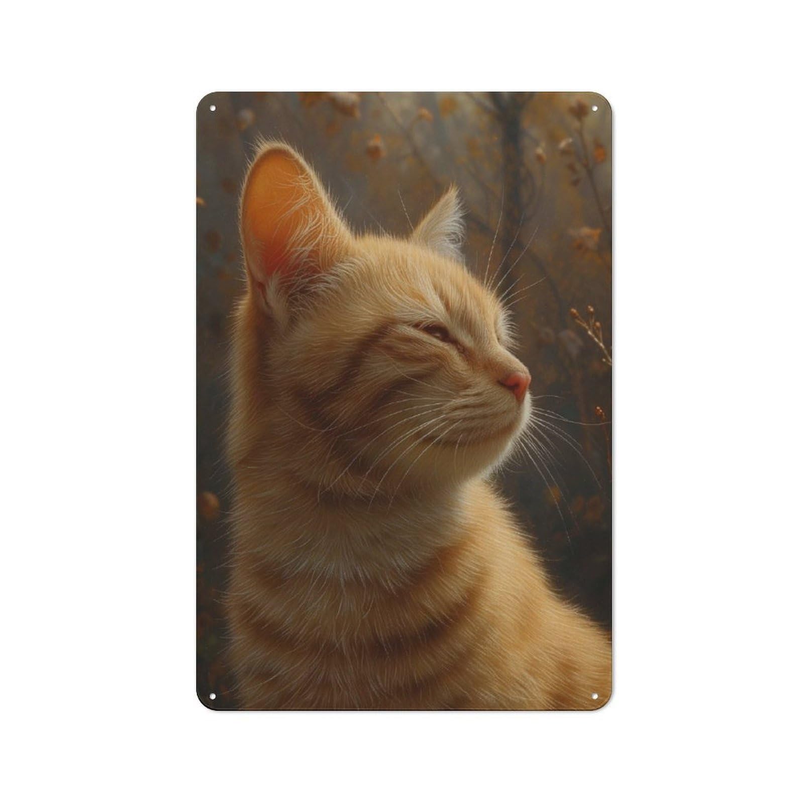 Junmoney Cat In The Garden Rustic Metal Plaque 30X20cm For Studio Or Craft Room, Suited To Craft Room Decorators