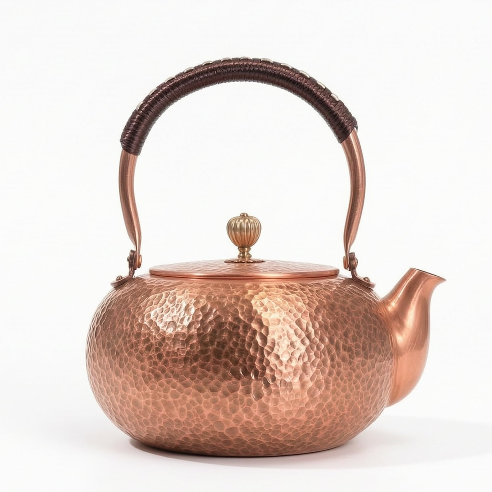 Tetera con Asa Tetera Cobre Portátil Menaje para Aficionados l Té Té, 1800ml, Martillado