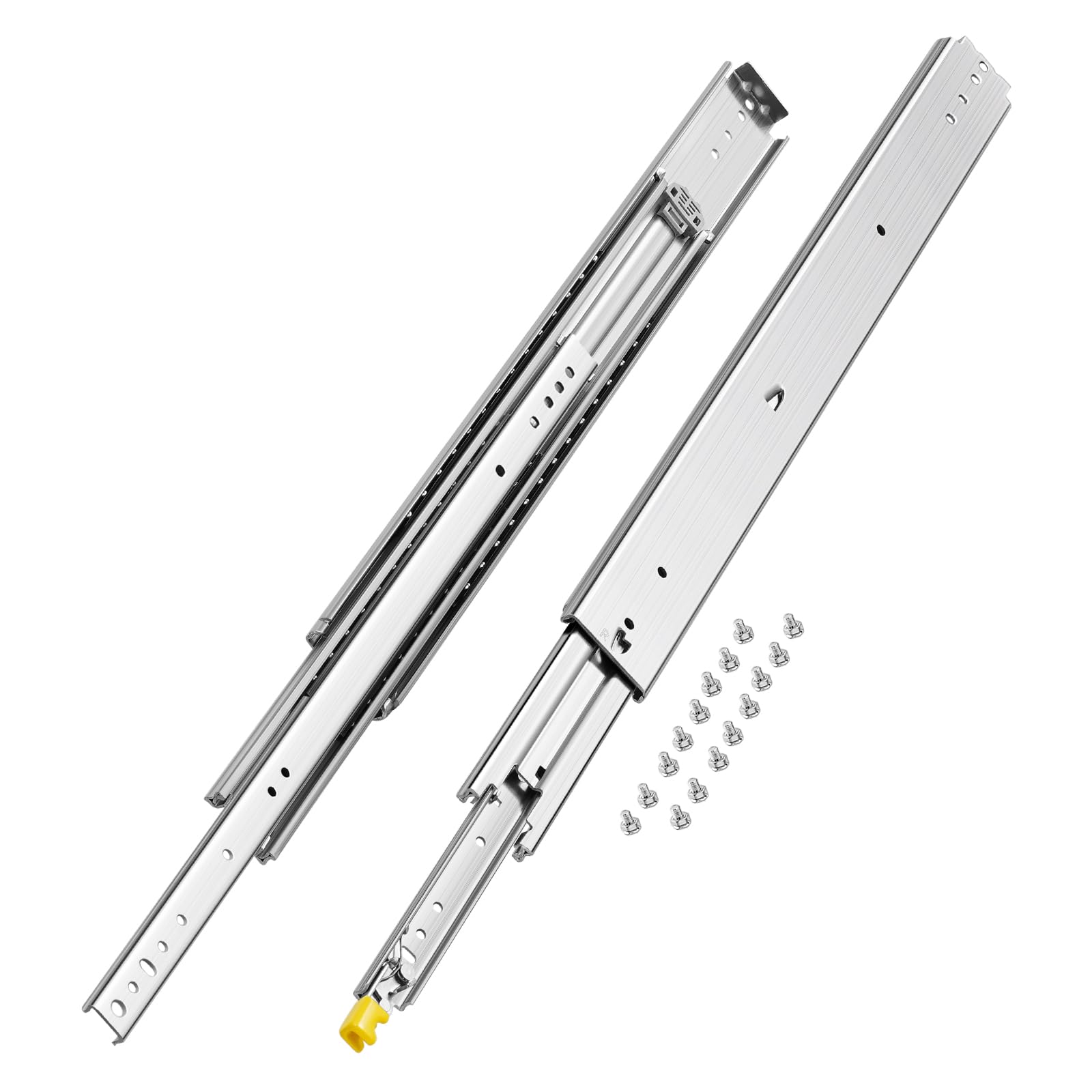 VEVOR 1 Par de Correderas para Cajones de Extensión Completa, Capacidad Carga 226,8 kg, Rodamiento de Bolas con Riel Deslizante para Cajones de Montaje Lateral con Bloqueo, 763 x 76 x 19,5 mm