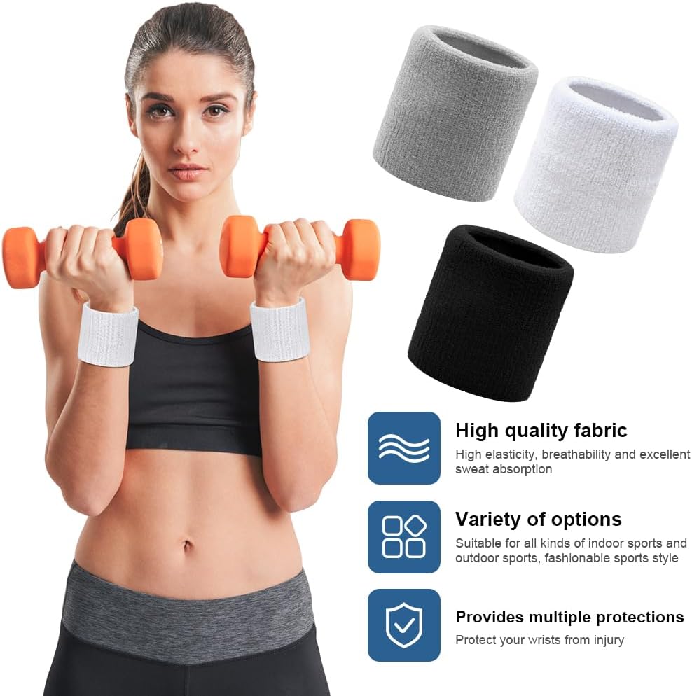 Flintronic Спортивные манжеты на запястье, 6 штук, манжеты на запястье, впитывающие пот, для тренажерного зала, тенниса, бега, баскетбола