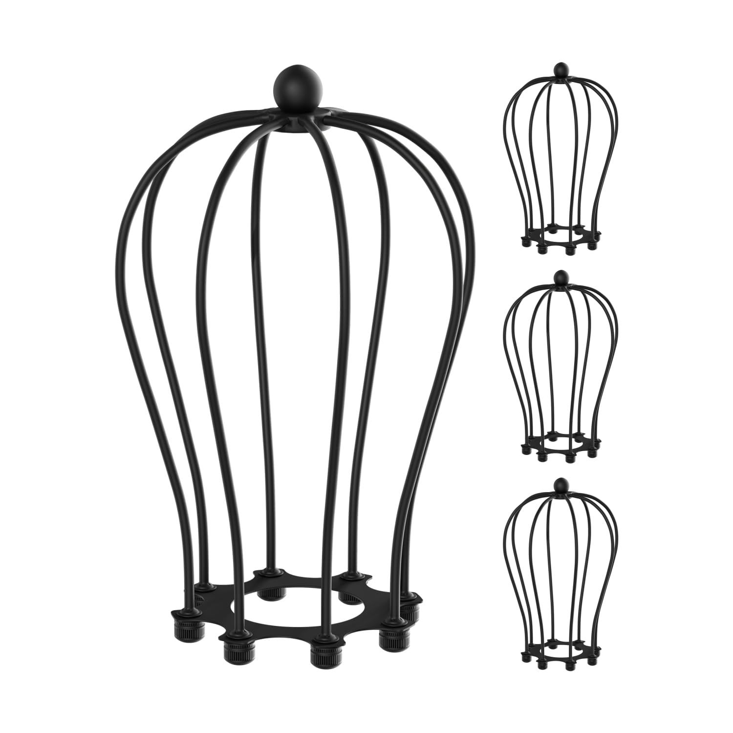 ledscom.de 4x Käfig-Lampenschirm, schwarz, 115mm Ø
